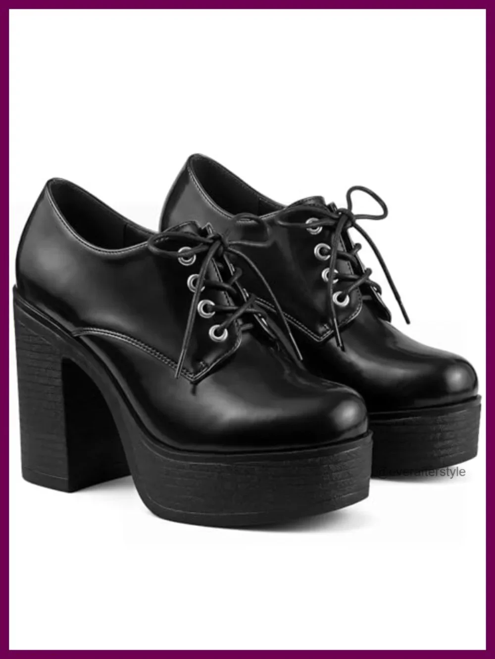 Faux Leather Lace Up Chunky Heel Platform Ankle Boots